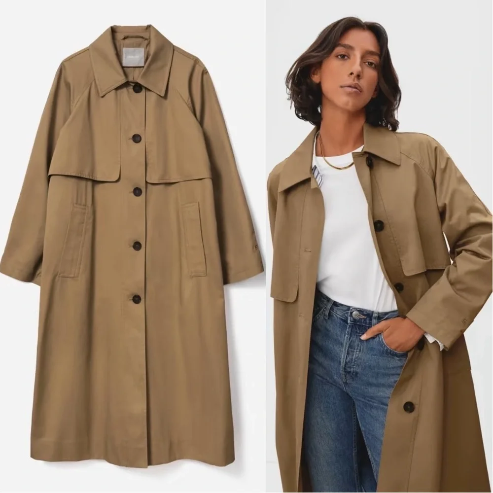 Everlane The Long Mac Trench Coat NWT Toasted Coconut - Picture 3 of 9